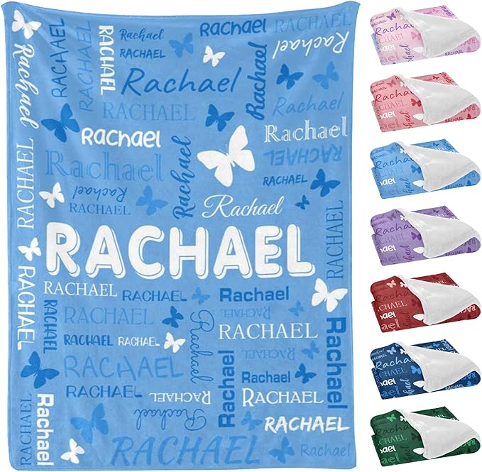 Personalized Throw Blanket with Name Custom Blankets Customized Baby Blanket for Girls Kids Adult Birthday Gift