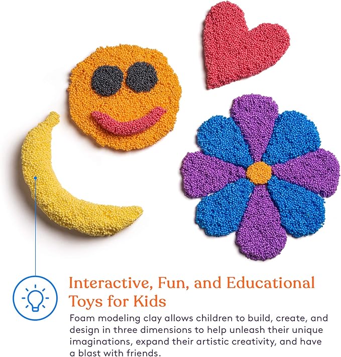 Special Supplies Fun Foam Modeling Foam Beads Play Kit, 12 Blocks Children’s Educational Clay for Arts Crafts Kindergarten, Preschool Kids Toys Develop Creativity, Motor Skills, Reusable Container