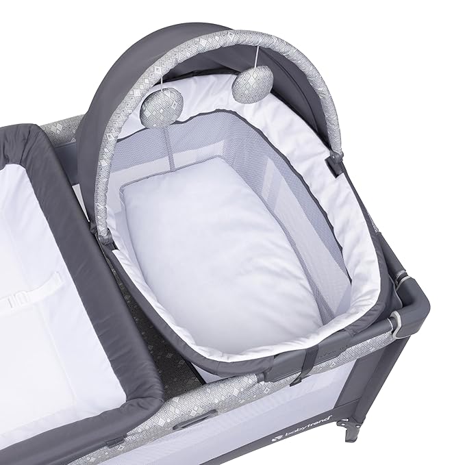 Baby Trend Nursery Den Playard with Snooze Pod and Flip Over Changer, Diamond Sage