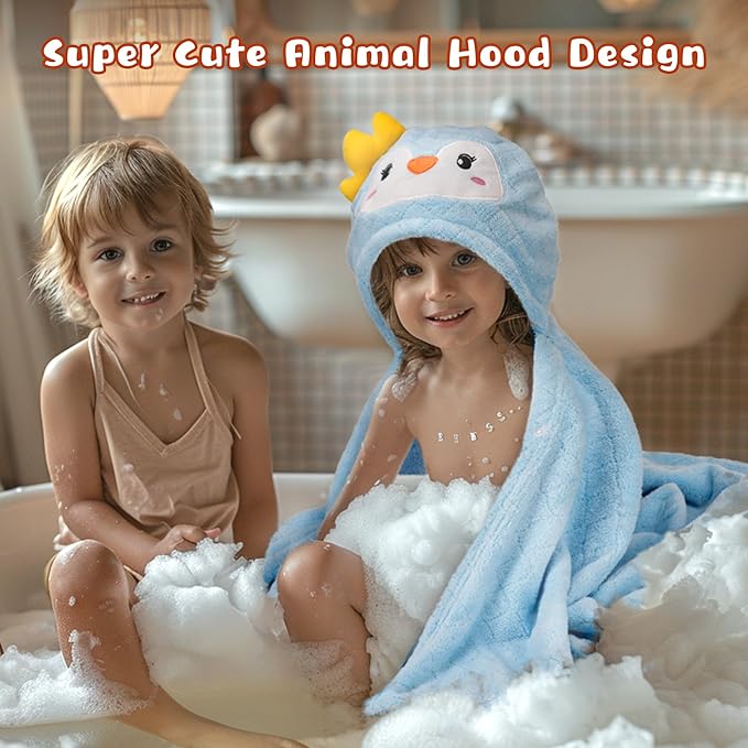 Toddler Towels with Hood Kids Towel Bath Baby Towels with Hood for Boy Girl 0-5 Years, 2-Pack Soft Absorbent Toddler Bath Towe Baby Bath Towel, Thick 50''x32'' Kids Hooded Towel for Toddlers