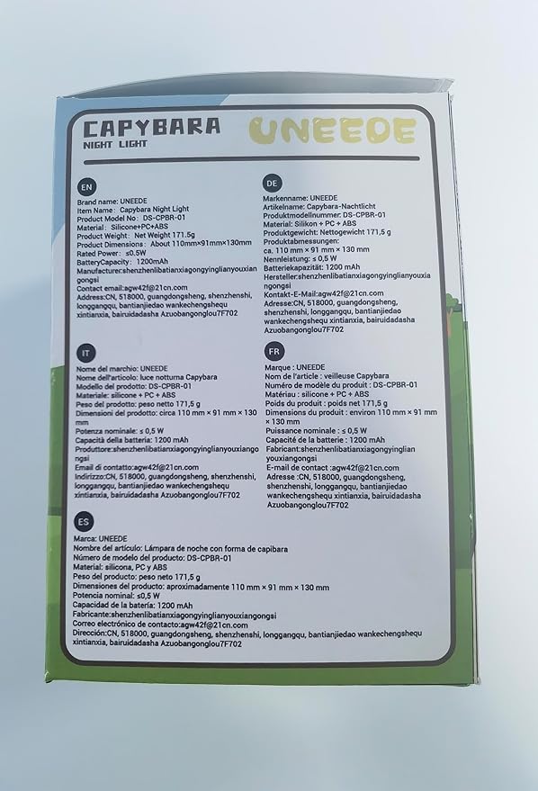 UNEEDE Cute Capybara Night Light, Novelty Animal Silicone Nursery Night Light Rechargeable Table Bedside Lamp with Touch Sensor for Bedroom Living Room Squishy Capybara Stuff Boys Girls Gifts