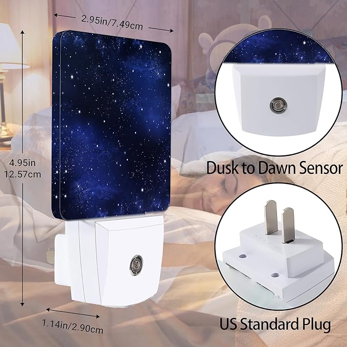 Night Sky Stars Night Light, Deep Space Plug into Wall with Dusk to Dawn Light Sensors, Warm Nightlights for Bedroom, Bathroom, Hallway, Kitchen, Gifts Ideal for Boys Girls Women Men