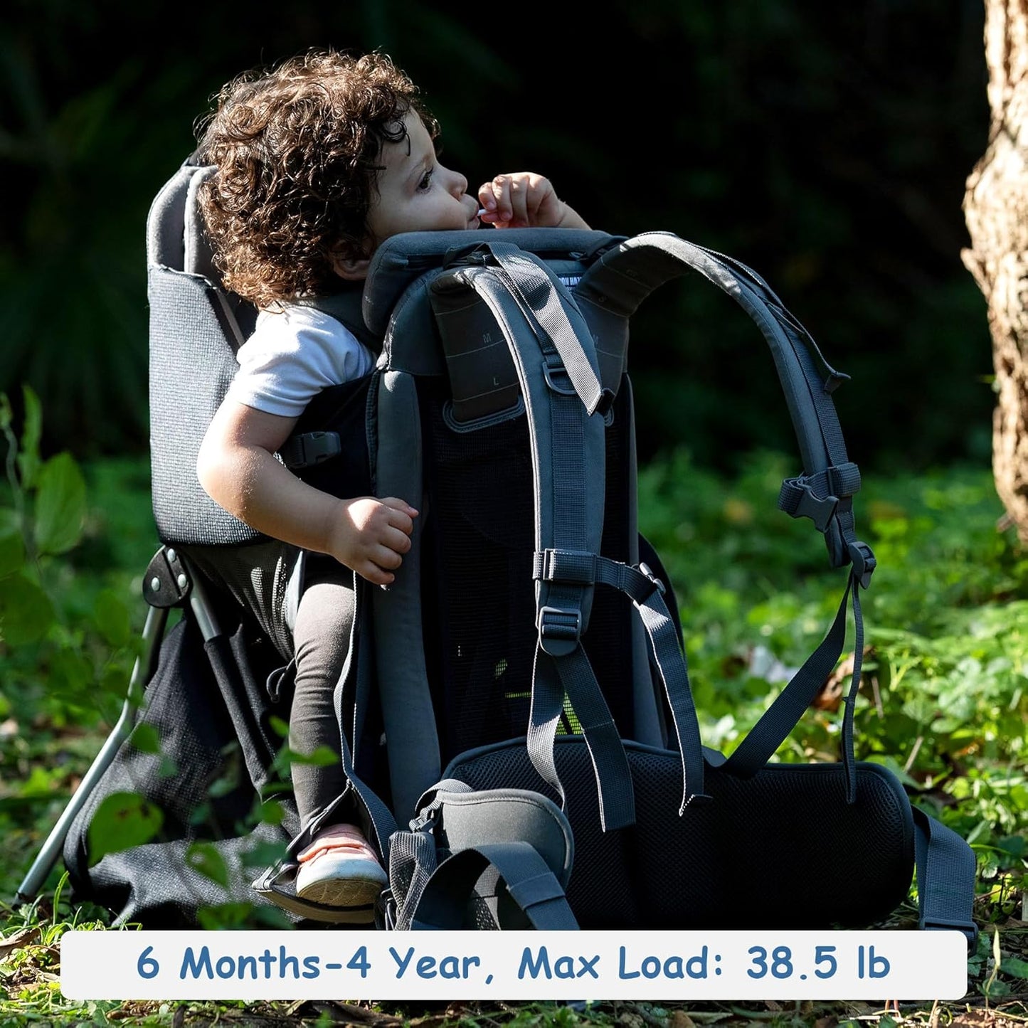 Wipha Baby Backpack Carrier, Toddler Carrier with Canopy, Adjustable and Safe Hiking Backpack for Baby(Creeper III-Black)