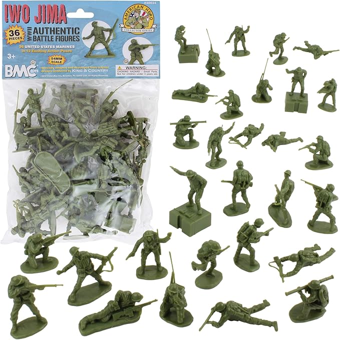 BMC WW2 Iwo Jima US Marines Plastic Army Men - 36 American Soldier Figures