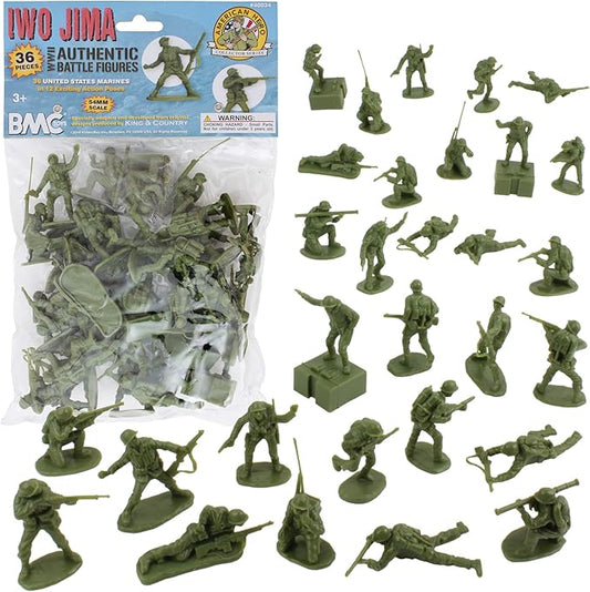 BMC WW2 Iwo Jima US Marines Plastic Army Men - 36 American Soldier Figures