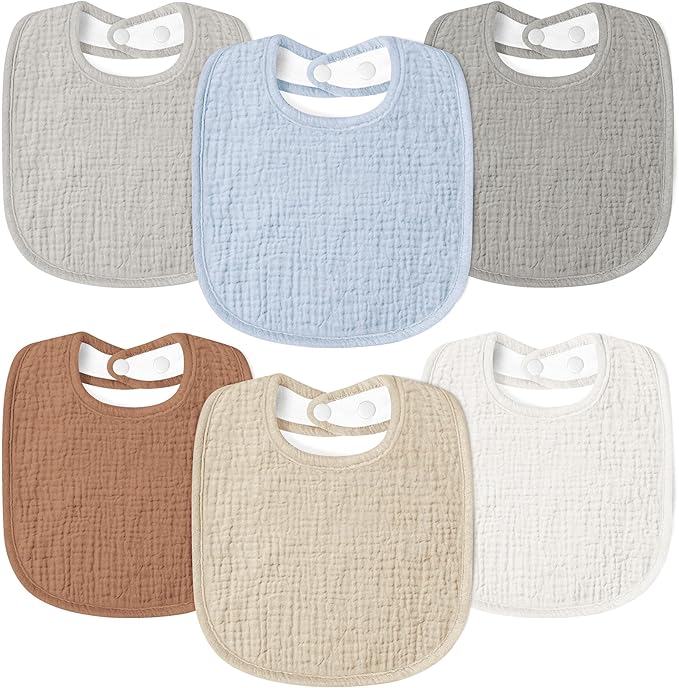 Susurration Muslin Baby Drool Bibs 6Pack Soft Square Adjustable Baby Bandana Bibs for Unisex Girls & Boys