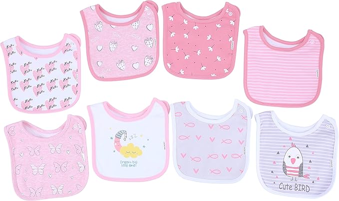 DOKMA Set 8 Organic Cotton Baby Drool Bibs - Bandana Teething Bibs for Baby - Bandana Drool Bibs - Ultra Soft, No Scratch