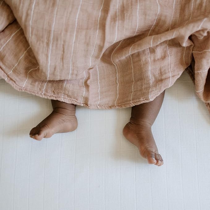 Little Unicorn Premium Cotton Swaddle Baby Blanket | Breathable Fabric | for swaddling, Play, Nursing & More (Mauve Stripe)