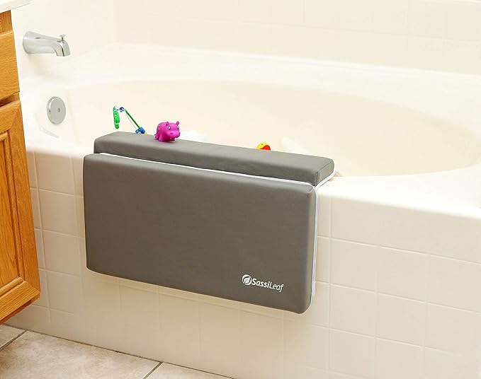 Bath Kneeler & Elbow Rest–Thick, Non-slip 1-Piece Pads Protect Elbows and Knees, Mesh Pockets for Storage. Quick-Dry, Easy to Clean, Durable. Perfect for Bathing Babys, Toddlers, and Pets (Cool Mint).