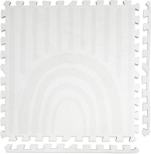 Play Platoon Non-Toxic Large Kids Play Mats for Floors, 9 Tile 72 x 72 inch - Extra-Thick Interlocking Comfortable Cushiony 24 x 24 in. Puzzle Mat with Border, Neutral Playmat Rug for Toddlers