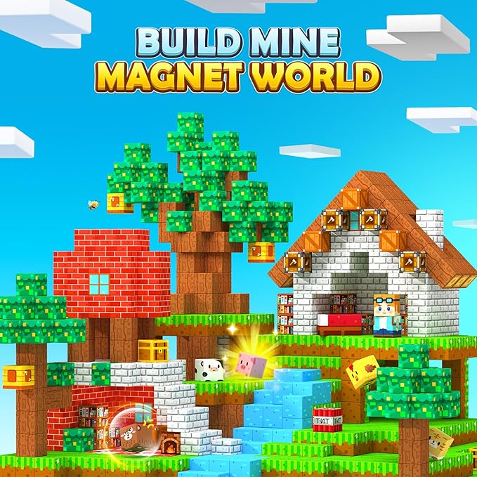 Magnetic Blocks, Magnet Tiles Building Blocks STEM Montessori Toddler Kids Toys for Boys Girls Ages 3+, Educational Construction Outdoor Toys, Classroom Must Have Learning Sensory Gifts (0.8IN)