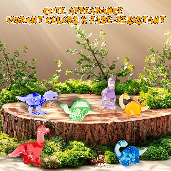 120 PCS Mini Dinosaur Figures, 12 Styles Resin Animals Mixed Loading, Tiny Multicolor Mini Resin Animals for Dollhouse Decor Vase Fillers Accessories Decorations