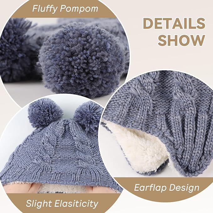 Zsedrut Winter Baby Boy Hats Pompom Baby Beanie for Girls Fleece Newborn Infant Toddler Beanie
