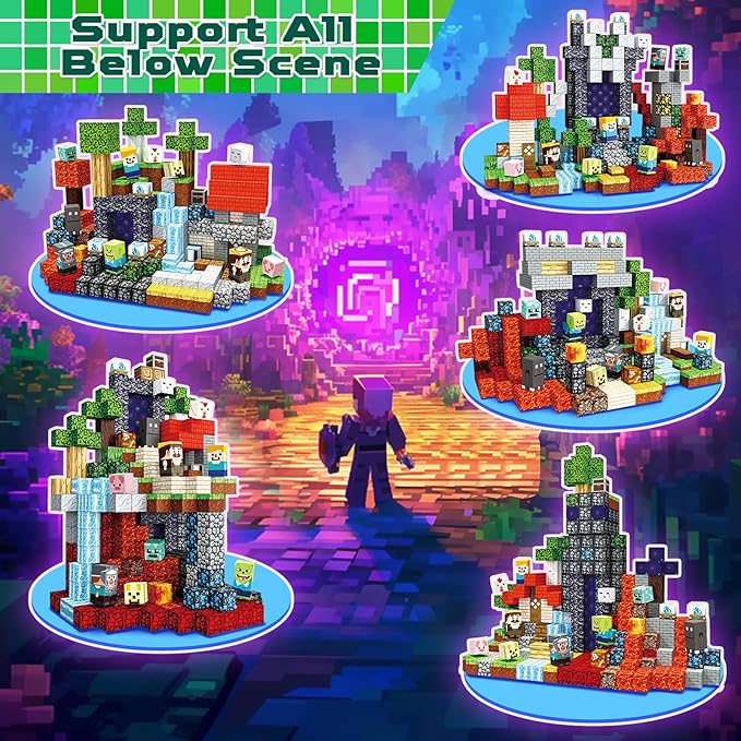 Magnetic Blocks - 400PCS Magnetic Building Blocks Toys Forest Portal, Magnetic Tiles Kids Build Cubes 2025 Upgraded STEM Game Toys, Christmas Birthday Gifts for Boys & Girls Ages 3+