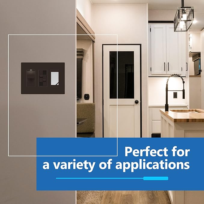 LIDER Matte Finish Decorator Switch Cover, Screwless Wall Plate, Mid-Size 3-Gang 4.88" x 6.77", Unbreakable Polycarbonate Thermoplastic, UL Listed, LSWP-33M-BR, Brown