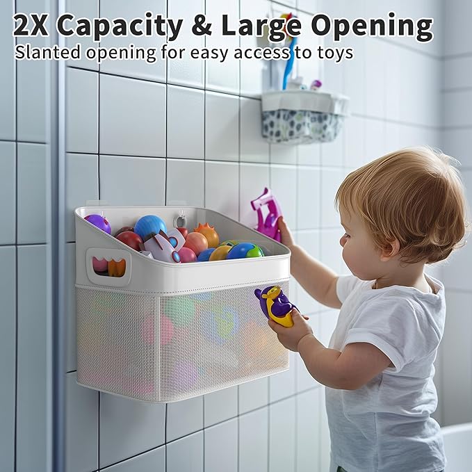Mesh Baby Bath Toy Storage, ‎Large Capacity and Quick Drying Baby Toy Storage for Bath, Multi-use Net Bags Make Baby Bath Toy Organizer Easy, 1 Pack