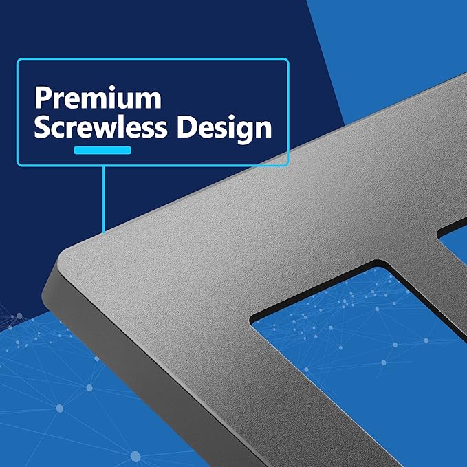 LIDER Matte Finish Decorator Switch Cover, Screwless Wall Plate, Mid-Size 2-Gang 4.88" x 4.92", Unbreakable Polycarbonate Thermoplastic, UL Listed, LSWP-32M-SG, Space Gray