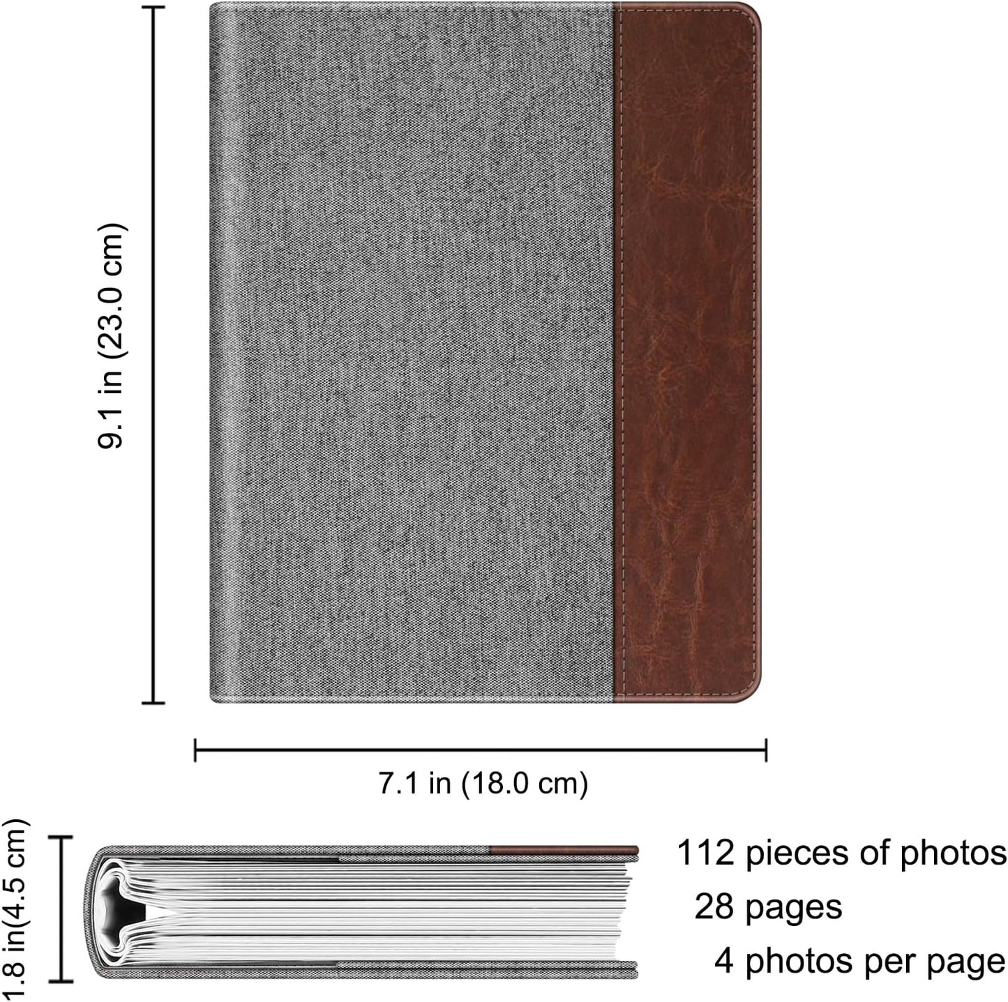 Fintie Photo Album for 4x6 Photos - 112 Pockets Vegan Leather Cover Memory Albums Book for Birthday Family Anniversary Vacation Pictures, Denim Grey