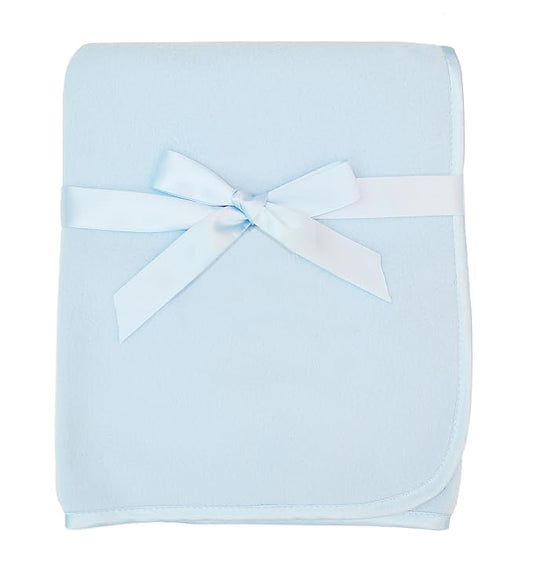 American Baby Company Fleece Blanket with Silk-Like Satin Trim, Soft, Warm & Cozy, Blue, 30" x 30" for Boys and Girls, Perfect for Baby Carrier, Stroller, Travel and Gifting