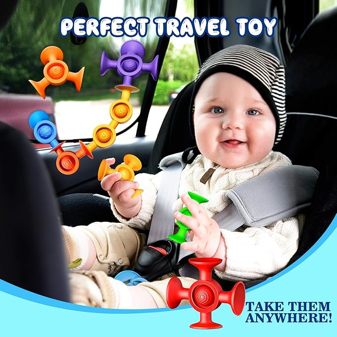 Toddler Stocking Stuffers for Kids - Suction Bath Toys Sensory Fidget Toys for Autism Fine Motor Skills Suction Cup Toys Bathtub Toys Window Airplane Travel Toys for Kids