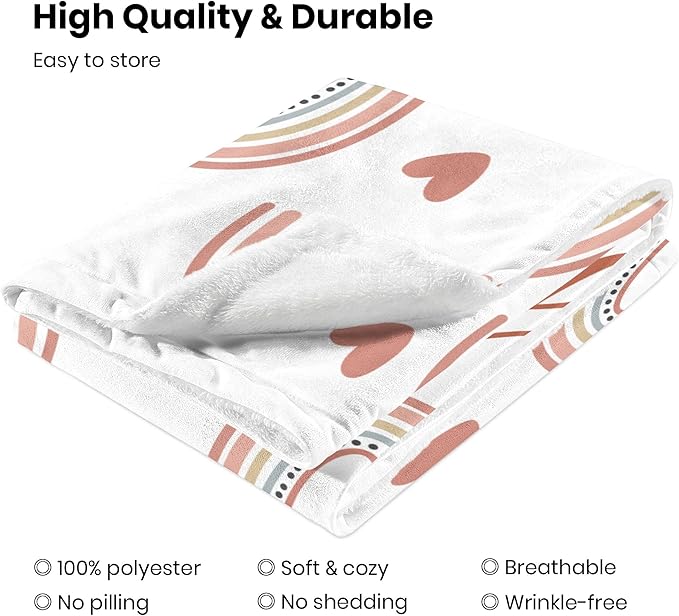 Custom Boho Rainbow Blanket for Baby Girls, Personalized Nursery Blanket with Name, Newborn Baby Girl Shower Gifts, Christmas Birthday Expecting Mom Gift