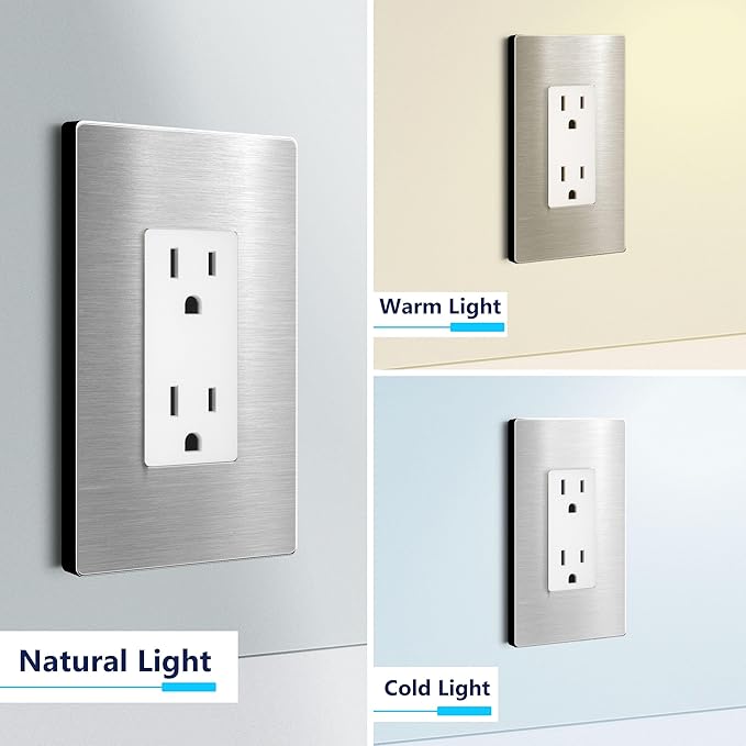 LIDER Decorator Metal Wall Plate, Temperature and Impact Resistant, 430 Stainless Steel, Screwless Cover, Modern Decoration Upgrade, Mid-Size 1-Gang 4.88" x 3.11", Stainless Steel, LSMWP-31M-SS