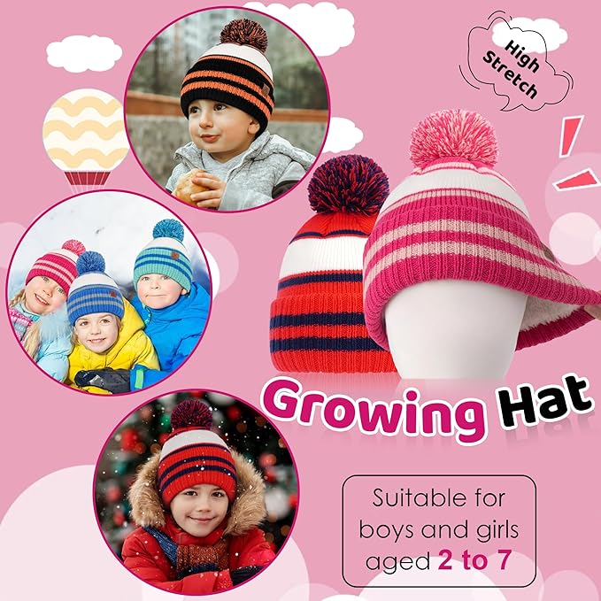FZ FANTASTIC ZONE Kids Toddler Winter Hat Beanie with Warm Fleece Ski Baby Hats for 2-7 Years Skull Cap Baby Boys Girls Gifts