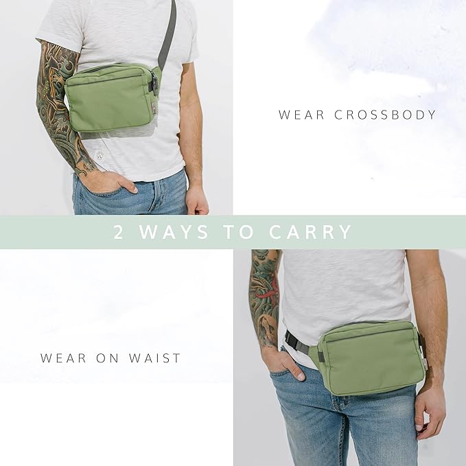 Red Rovr Everyday Joey Belt Bag | Organization & Zipper pockets |Adjustable Strap for All Ages (Moss)