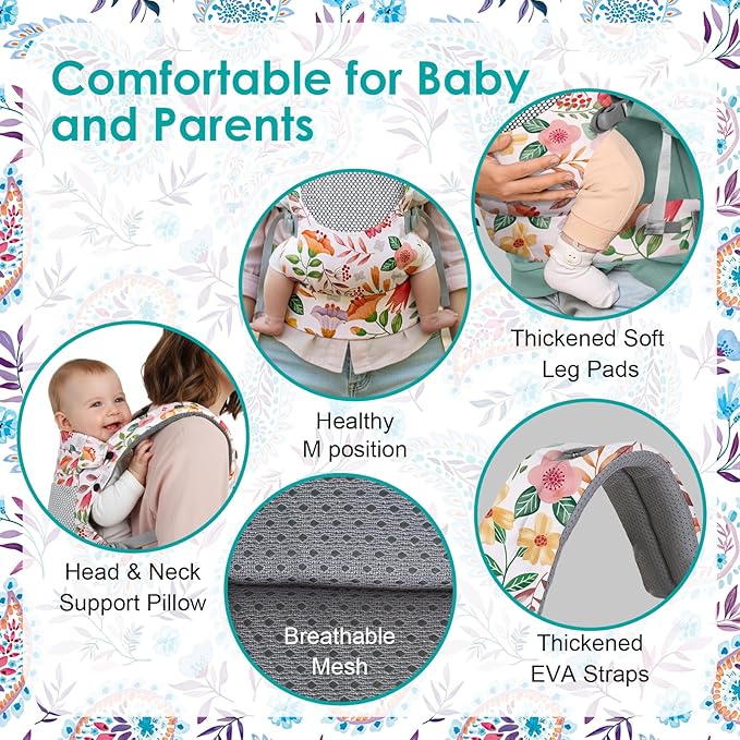 Infant Baby Front Carrier, Toddler Body Carrier, 7-66 Lbs Ergonomic Design, Lumbar Support, Lightweight Baby Chest Carriers (3-36 Months)