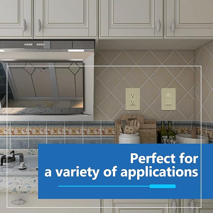 LIDER Matte Finish Decorator Switch Cover, Screwless Wall Plate, Mid-Size 1-Gang 4.88" x 3.11", Unbreakable Polycarbonate Thermoplastic, UL Listed, LSWP-31M-I, Ivory