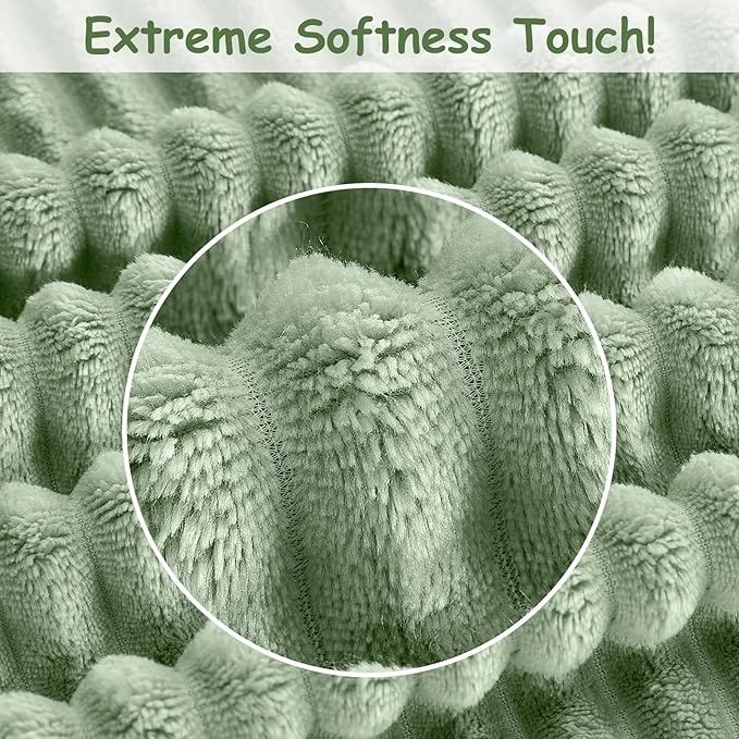 Soft Fleece Baby Blanket Ultra Cozy Green Baby Blankets for Boys Warm and Lightweight Infant Toddler Newborn Receiving Gift with Reversible Stripes for Crib Stroller, 30x40 Inch, Sage Green