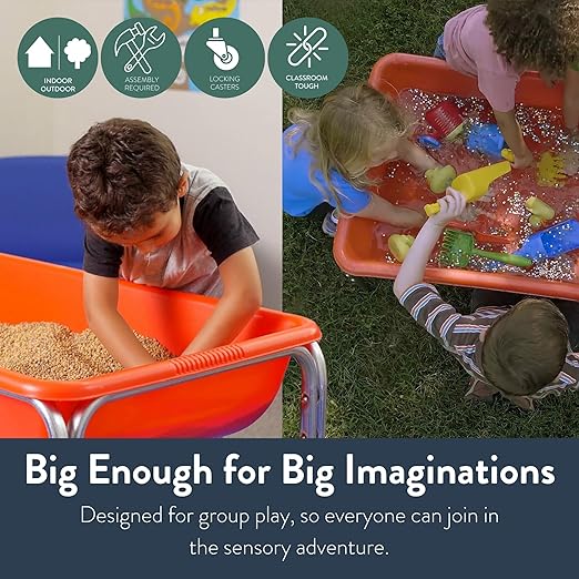 Children's Factory Medium Sensory Table – 18″ Height, Sandbox, Water Table for Kids, Red