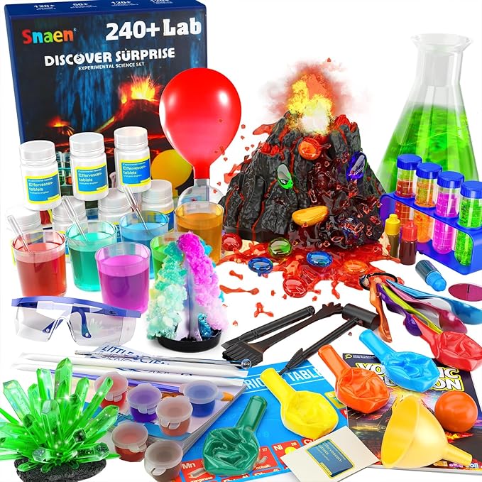 SNAEN 240+ Lab Experiments Science Kits, Chemistry Set, Crystal Growing, Erupting Volcano, STEM Activities Educational Toys Gifts for 6 7 8 9 10 11 Years Old Boys Girls Kids Toys