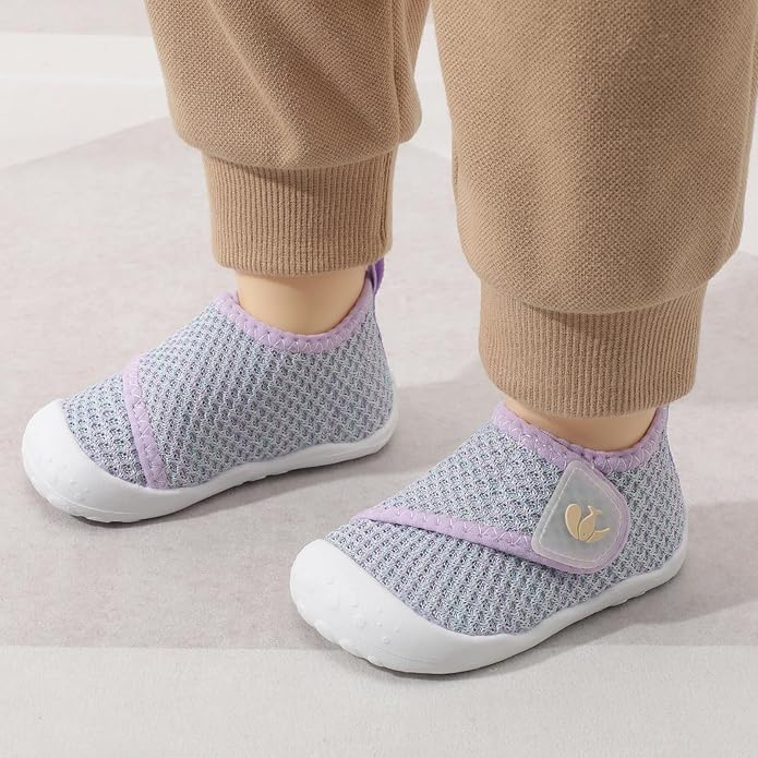 FEETCITY Baby First Walking Shoes Wide Baby Shoes Infant Sneakers Newborn Crib Shoe Barefoot Lightweight Slip On Shoe