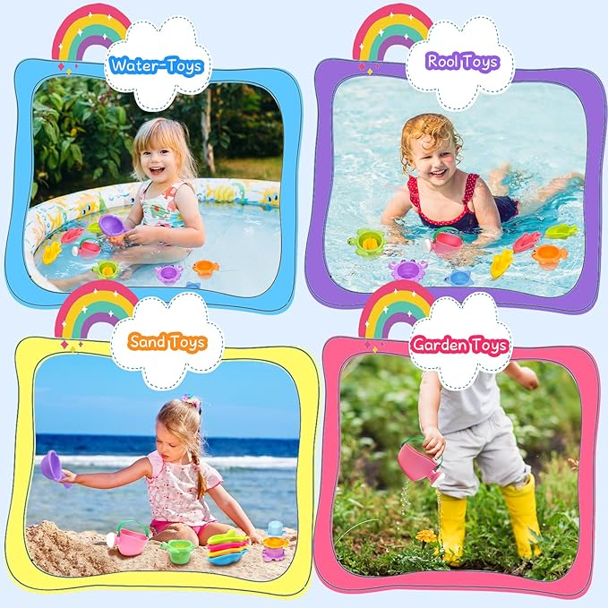 10PCS Baby Bath Toys for Kids Ages 1-3 Mold Free Water Toys for Toddlers 12+ Months Fun Bathtub Pool Beach Toys Safe Early Learning Water Table Toy for 2-6 Years Old Christmas Birthday Boys Girls Gift