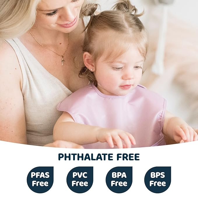 Tiny Twinkle Mess Proof Baby Bibs for Eating – Waterproof, Wipeable Toddler Bibs with Pocket – Baby Food Bibs for Girls & Boys(3 Pack,Sage,Taupe, Dandelion)