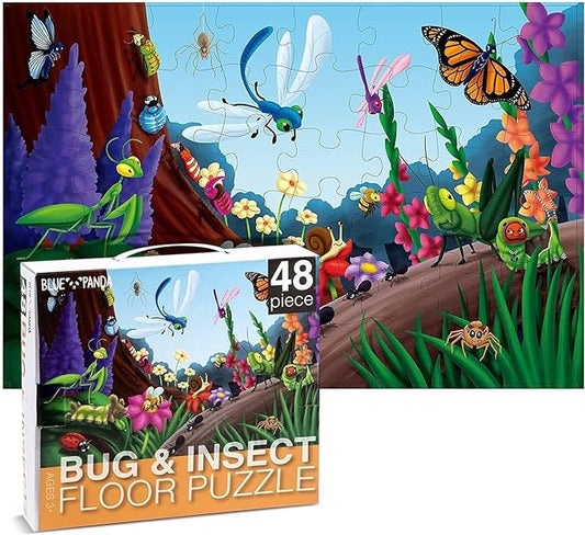 BLUE PANDA Preschool Learning Giant Floor Activity Set - 48-Piece, 2 ft x 3 ft, Multicolor - Bugs & Insects Theme & Skill Building for Toddler Learning