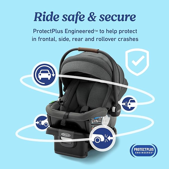 Graco Gomax Infant Car Seat, Ace, Lightweight, Reclining Rear Facing Car Seat Installs with or Without a Base