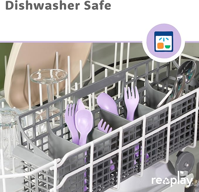 Re-Play Toddler Forks and Spoons Set - 4x4 Utensils Set for Kids - Dishwasher and Microwave Safe - Made in USA - Set of 8-5.8" x 1.2" x 0.2" - Princess