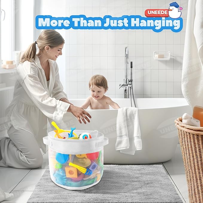 UNEEDE Bath Toy Organizer,4 Gallons Bathtub Toy Storage Organizer,Quick Access Bath Toy Holder for Bathtub,Baby Organizere,Quick Dry Baby for Tub,Mesh Shower Caddy