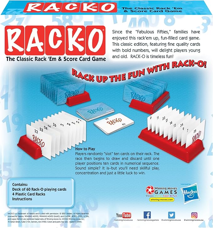 Winning Moves Rack-O Retro Game Games USA, Classic Tabletop Game Enjoyed by Families Since The 1950's! Ages 8+, 2-4 Players (6122)