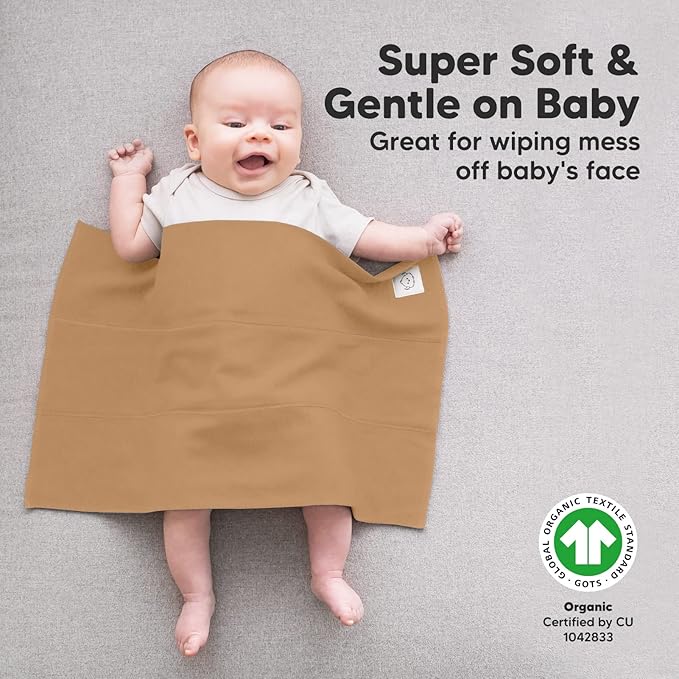 Organic Burp Cloths Baby Boy, Girl - 6-Pack Large Cotton Burping Cloths for Babies, Spit Up Rags, Super Absorbent, Ultra Soft Newborn Rag, Gender Neutral, Machine Washable, Durable(Terracotta)
