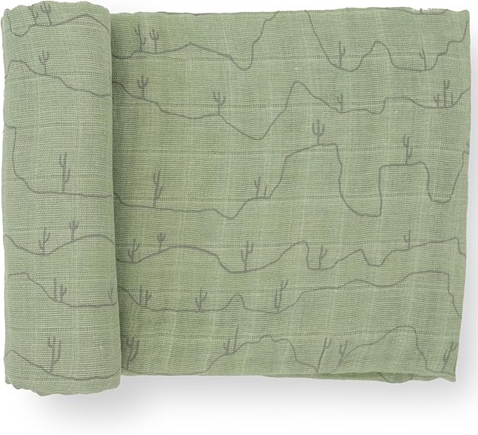 Little Unicorn Premium Cotton Swaddle Baby Blanket | Breathable Fabric | for swaddling, Play, Nursing & More (Cactus Lines)
