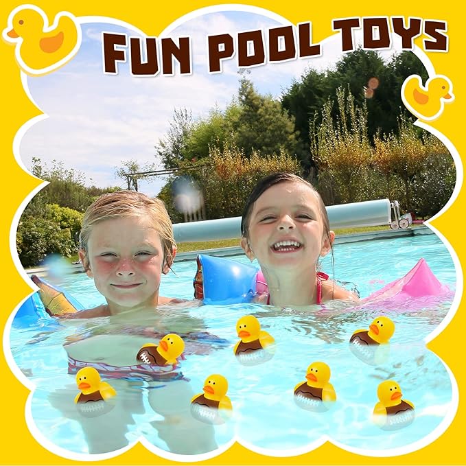 Deekin 24 Pcs Rubber Duck 2 Inch Bulk Sport Party Favors for Birthday Party Decorations Club Player Gift (Football)