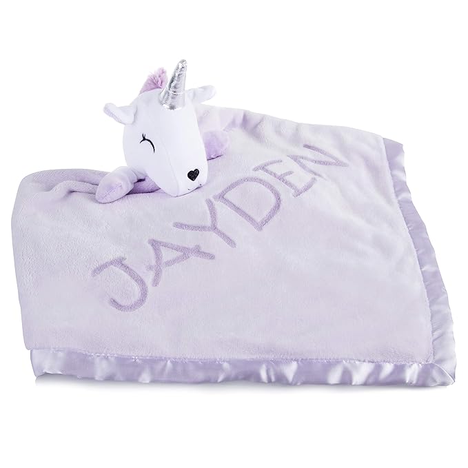 Custom Catch New Baby Gift for Girl - Personalized Blanket with Name - Newborn or Infant, Purple
