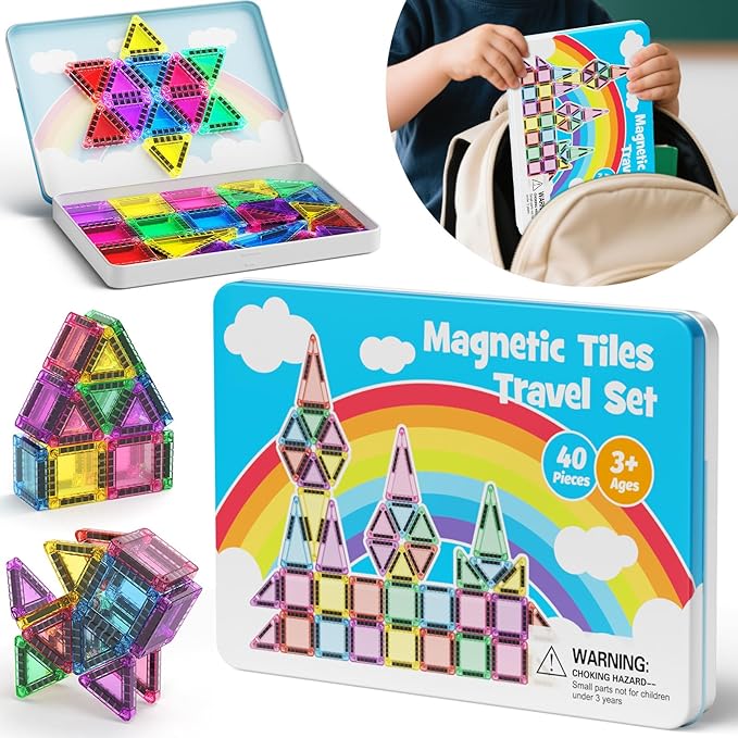 Mini Magnetic Building Toys for 3-8 Year Olds and Toddlers, STEM Magnet Travel Construction Set with Storage Box - Educational Birthday Gifts for Boys & Girls