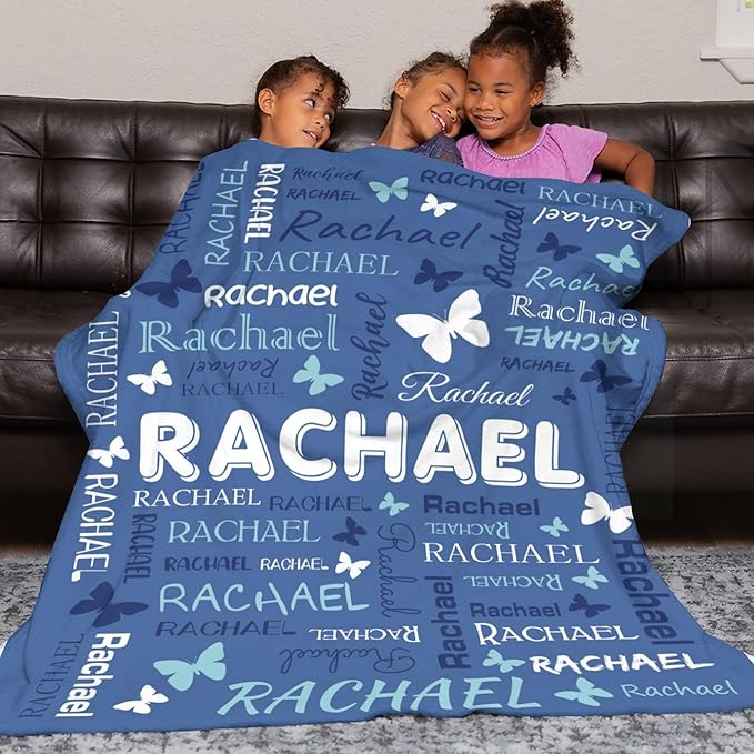 Personalized Throw Blanket with Name Custom Blankets Customized Baby Blanket for Girls Kids Adult Birthday Gift
