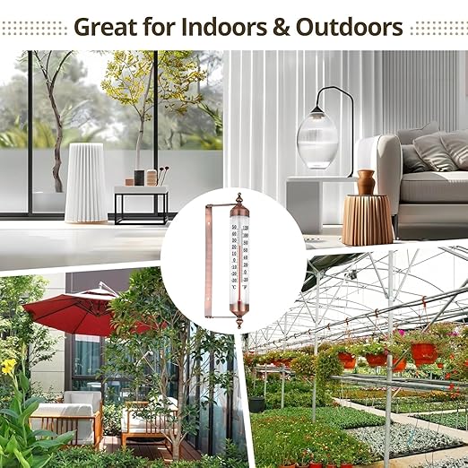 10.3 Premium Steel Outdoor/Indoor Thermometer Waterproof Vintage Style Decorative