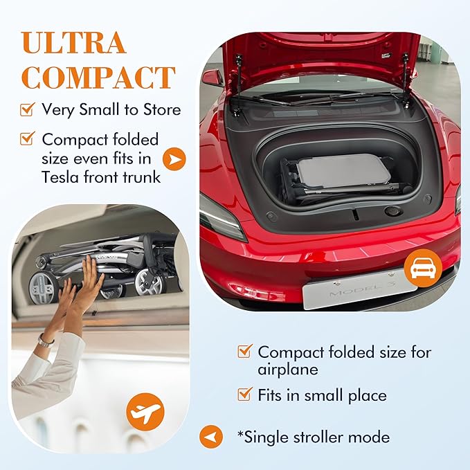 Beberoad Love R1 Auto-Folding Ultra Lightweight Double Stroller Twin Strollers, Side by Side Stroller for Babies and Toddlers Aged 6-36 Months, Only 23.5 lbs, Can Turn into Two Single Strollers, Gray