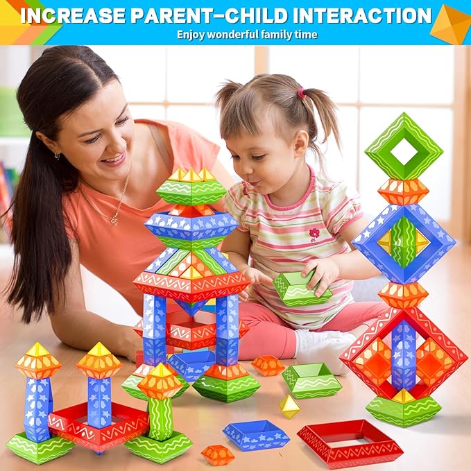 Doloowee 30 Pcs Montessori Toys Stacking Toys Building Blocks Leraning Toys for Toddlers 1-3 3-5 Girls Boys Gift Christmas Stocking Stuffers Preschool Educational